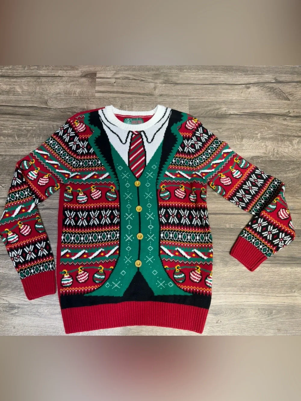 Holiday Novelty Knit Sweater - Green & Red